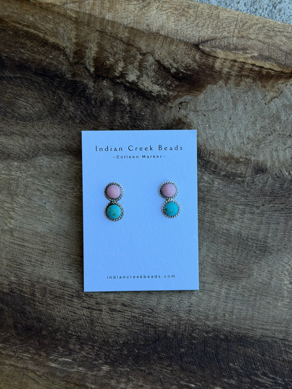 Pink Conch / Turquoise Earrings