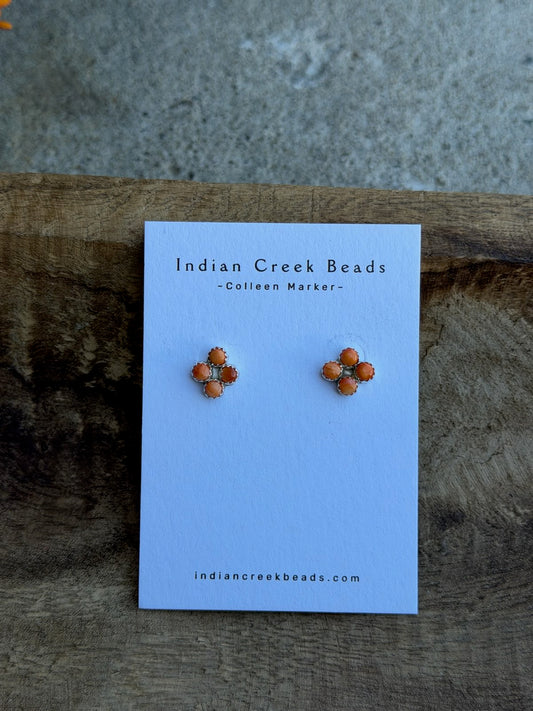 4 stone Orange Spiny Studs
