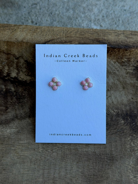 4 stone Pink Conch Earrings