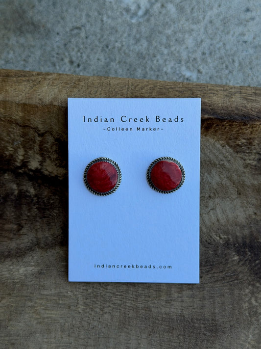 Red Spiny Earrings