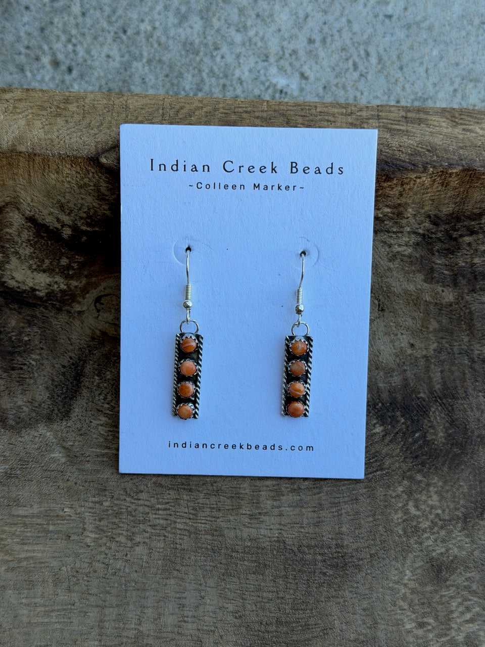 4 stone Orange Spiny Earrings