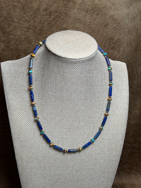 18.5-20" Blue Lapis & Kingman Spiny