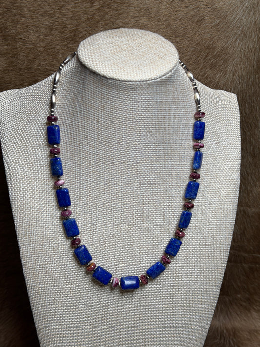19.5-21" Blue Lapis & Purple Spiny