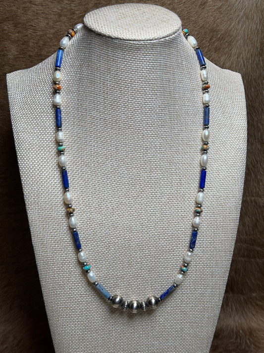 23-24.5" Blue Lapis & Freshwater