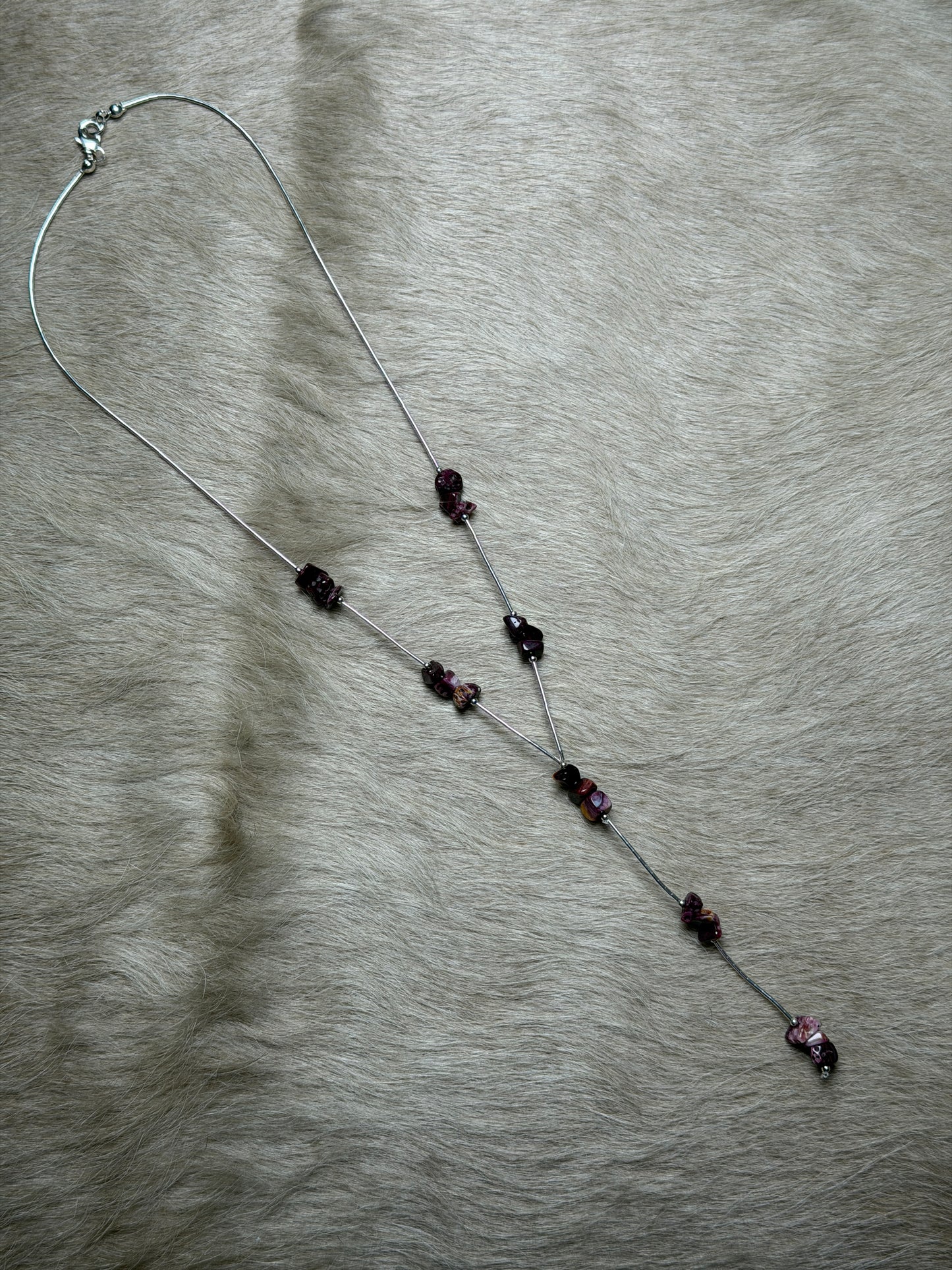 Purple Spiny Liquid Silver Lariat
