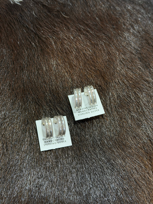 Sterling Silver Detail Hoops