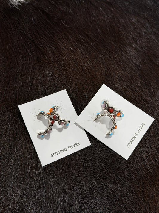 Multi-Stone Hoop Earrings