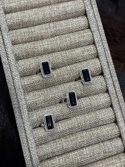 Black Onyx Rectangle Ring