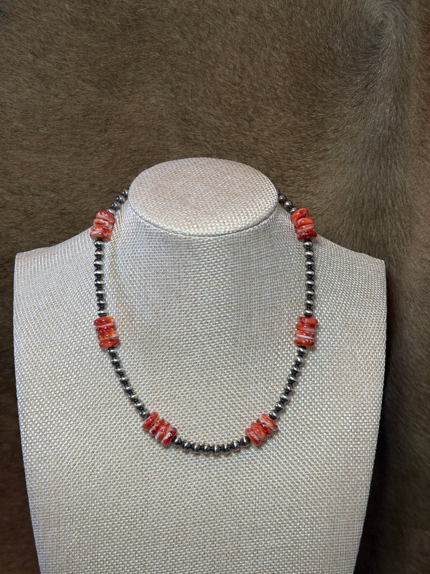 15-16.5" Red Spiny & Pearls