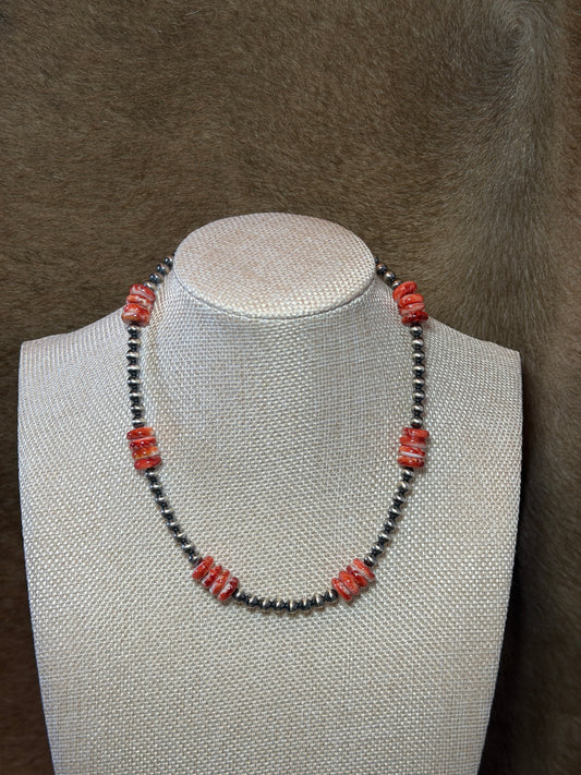 15-16.5" Red Spiny & Pearls