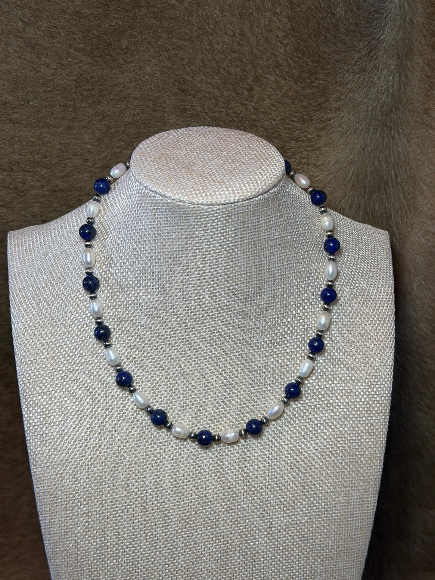 16.5-18" Freshwater & Blue Lapis