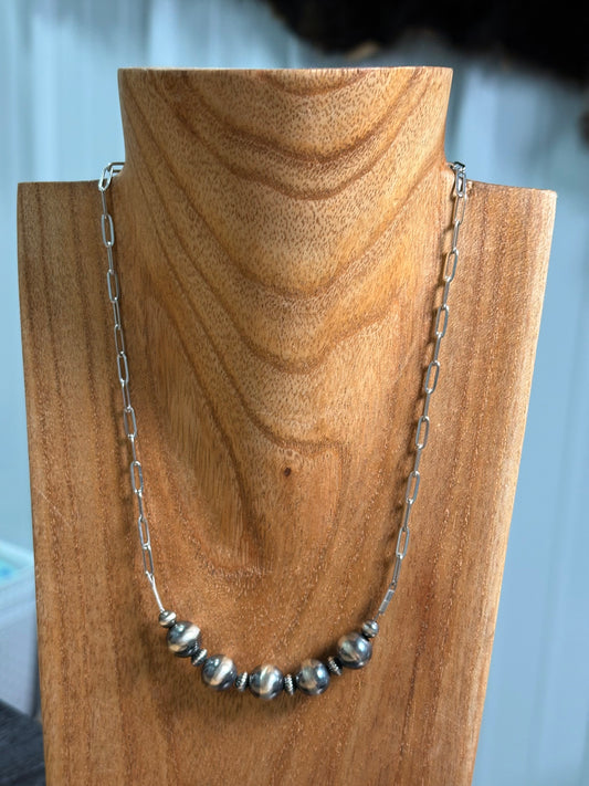 16" 10mm & Saucer Bar Necklace