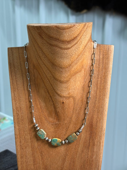 16" Genuine Turquoise Bar Necklace
