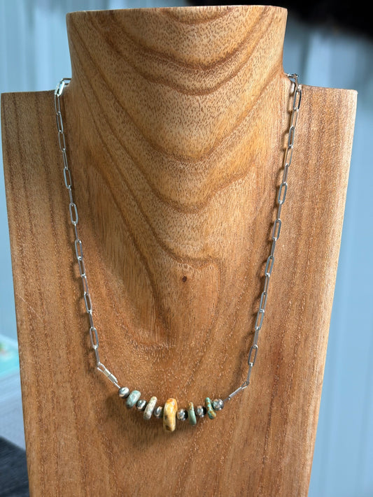16" Grad. Turquoise Bar Necklace