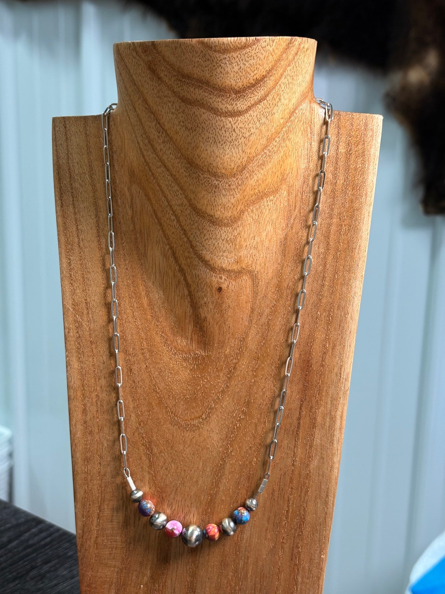 20" Pink Dahlia Bar Necklace