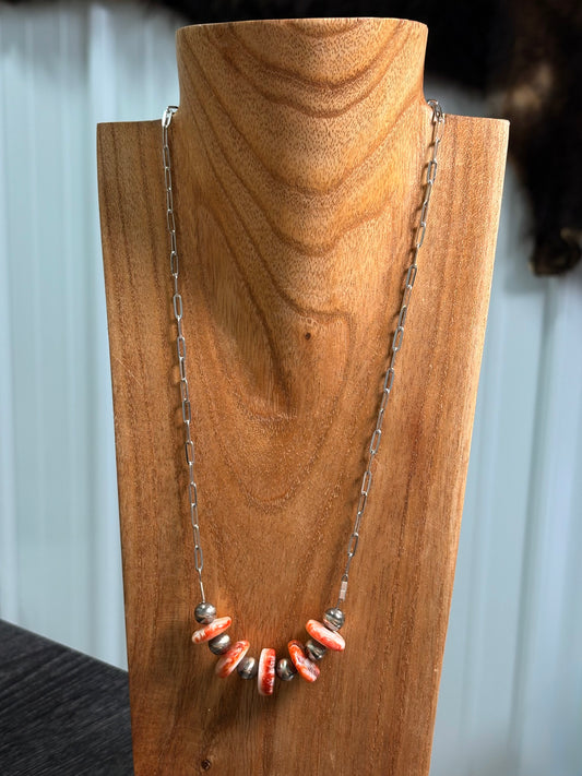 20" Red Spiny Bar Necklace