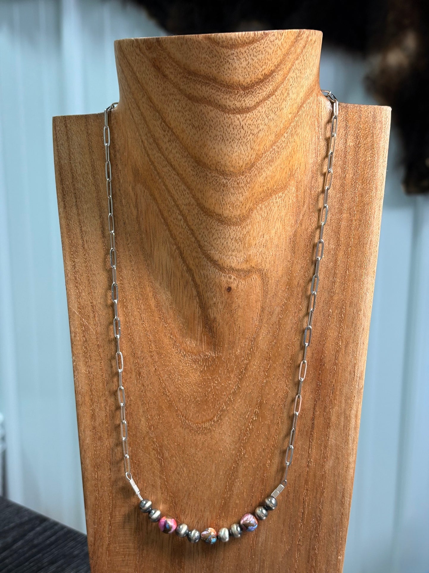 20" Pink Dahlia Bar Necklace