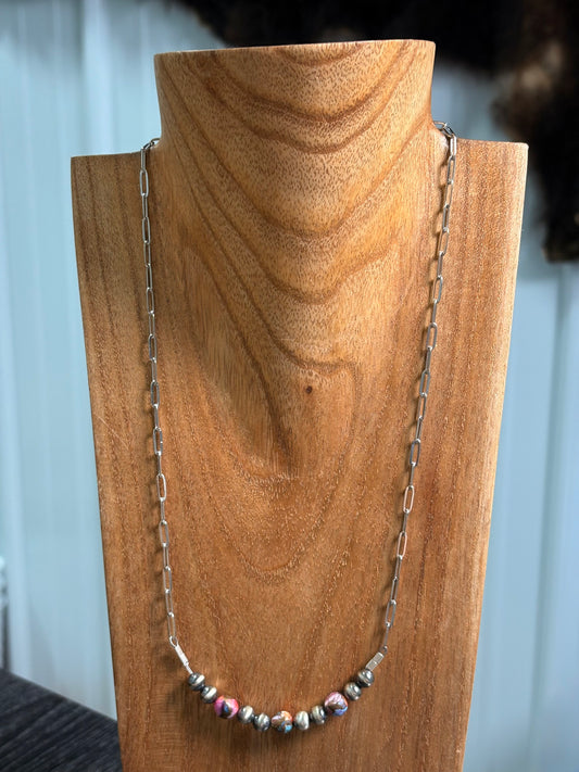 20" Pink Dahlia Bar Necklace