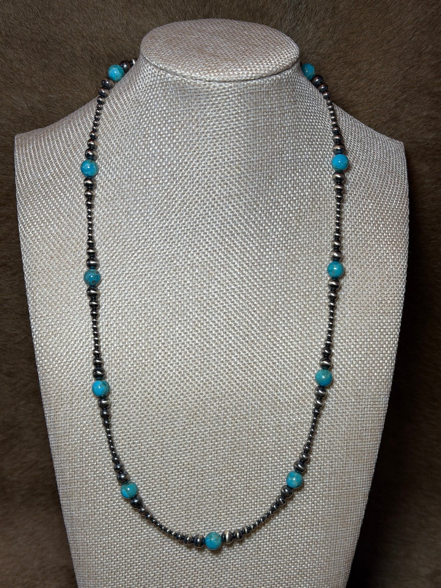 24-25.5" Pearl & Kingman Turquoise