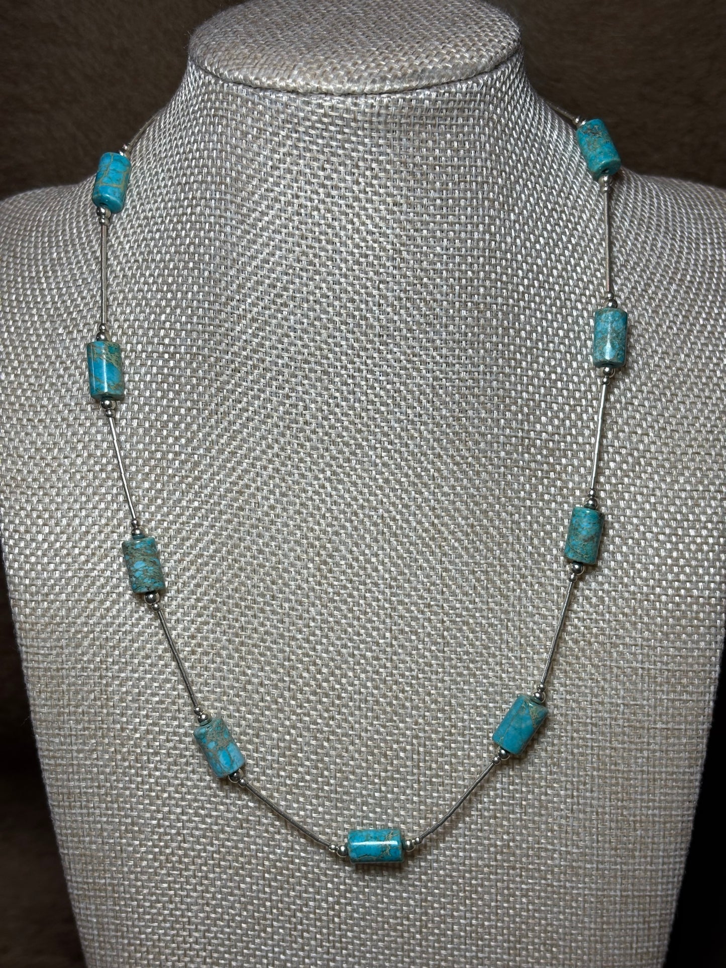 18” Liquid Silver & Barrel Turquoise