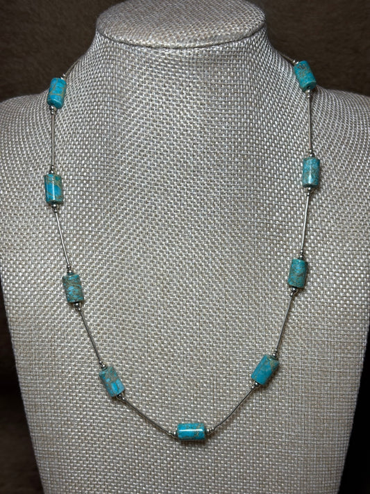 18” Liquid Silver & Barrel Turquoise