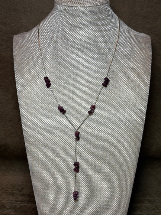 Purple Spiny Liquid Silver Lariat