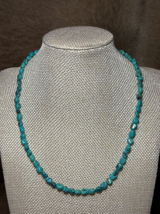 17" Genuine Turquoise Nugget Necklace