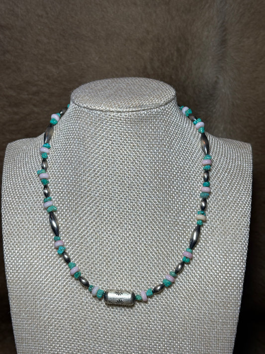 15.5-17" Emerald Valley, Pink Conch & Barrel Bead