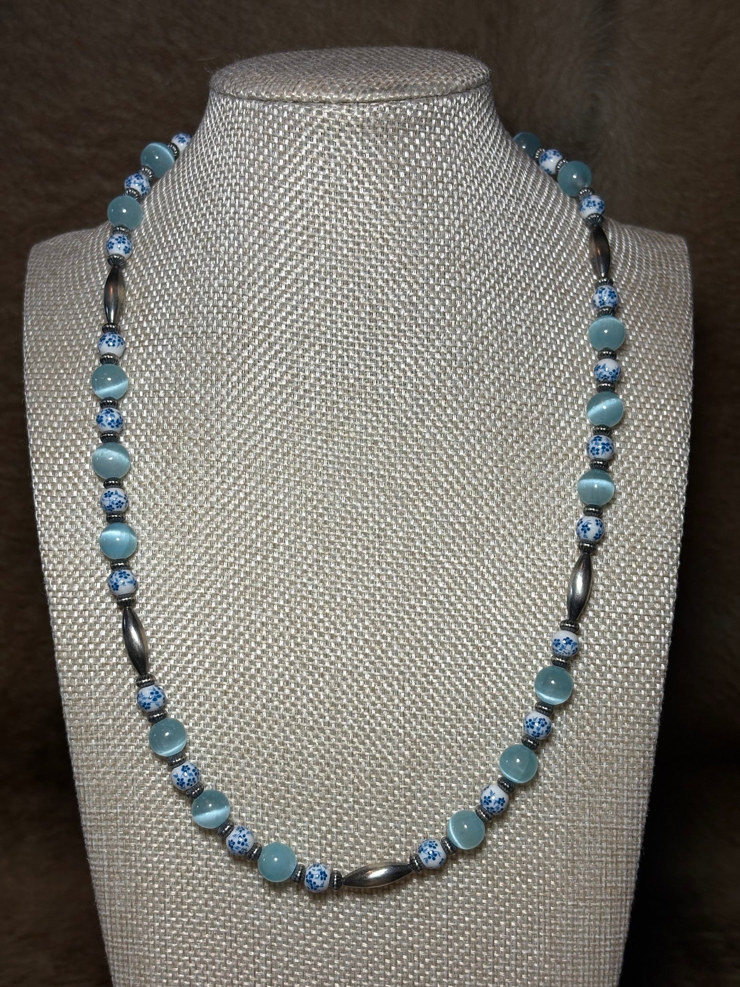 20-22" Blue Selenite & Floral China