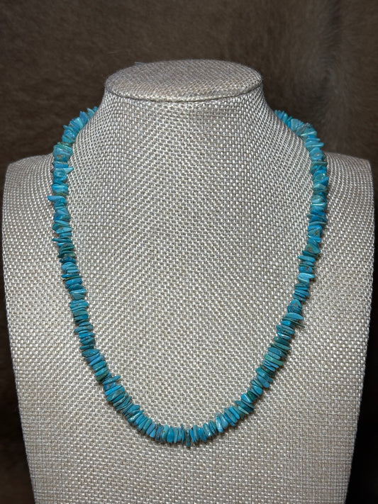 17" Genuine Turquoise Chip Necklace