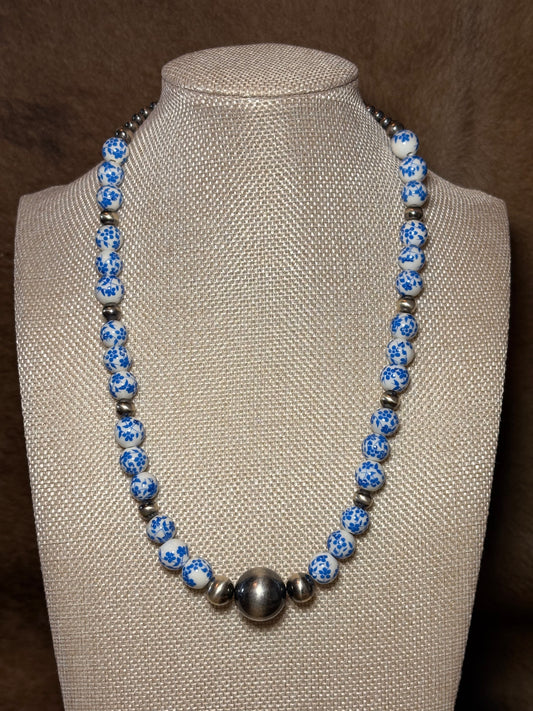 18.5-20" Blue Floral China