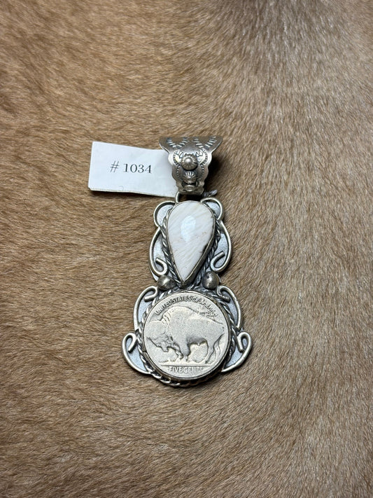 White Buffalo Coin Pendant