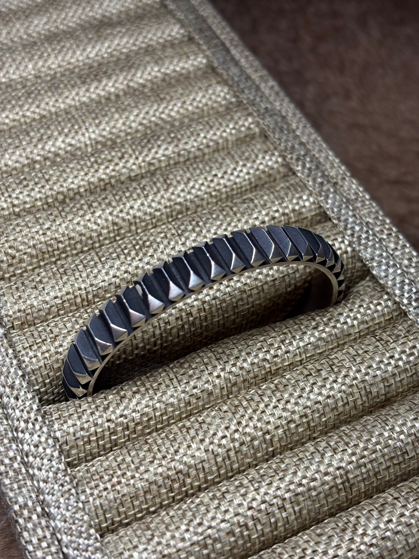 Grooved Oxidized Sterling Cuff