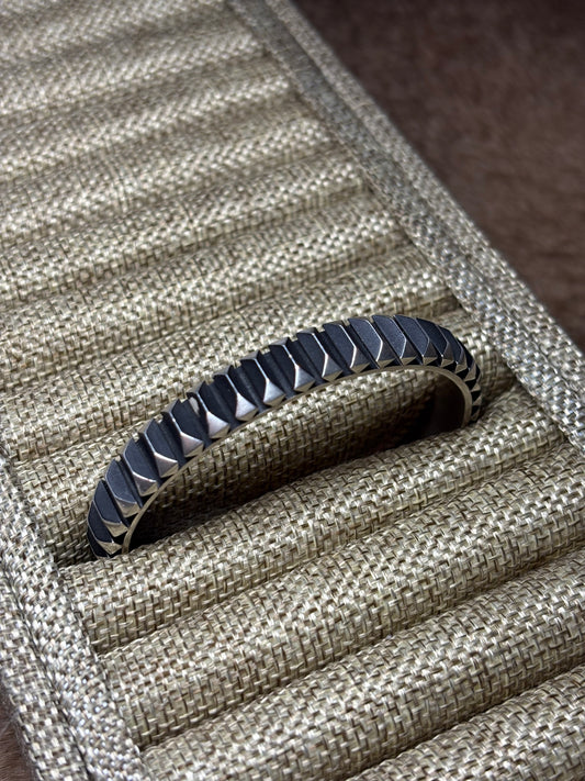 Grooved Oxidized Sterling Cuff