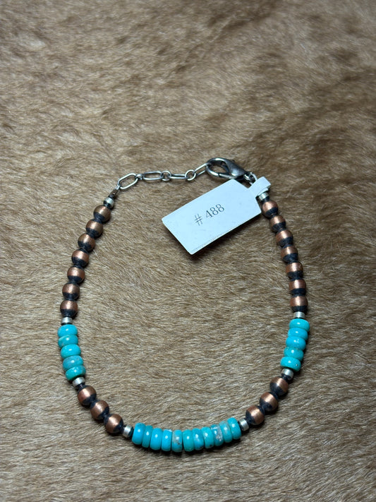 7-8" Copper & Turquoise Bracelet