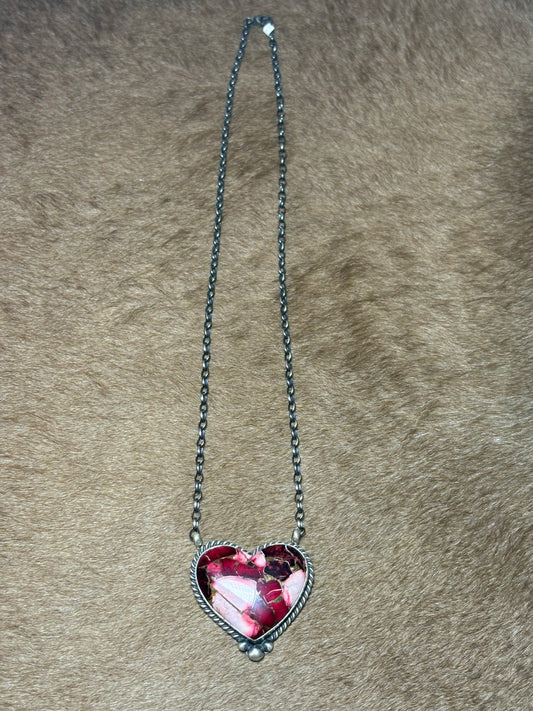 18" Dahlia Rose Heart Necklace