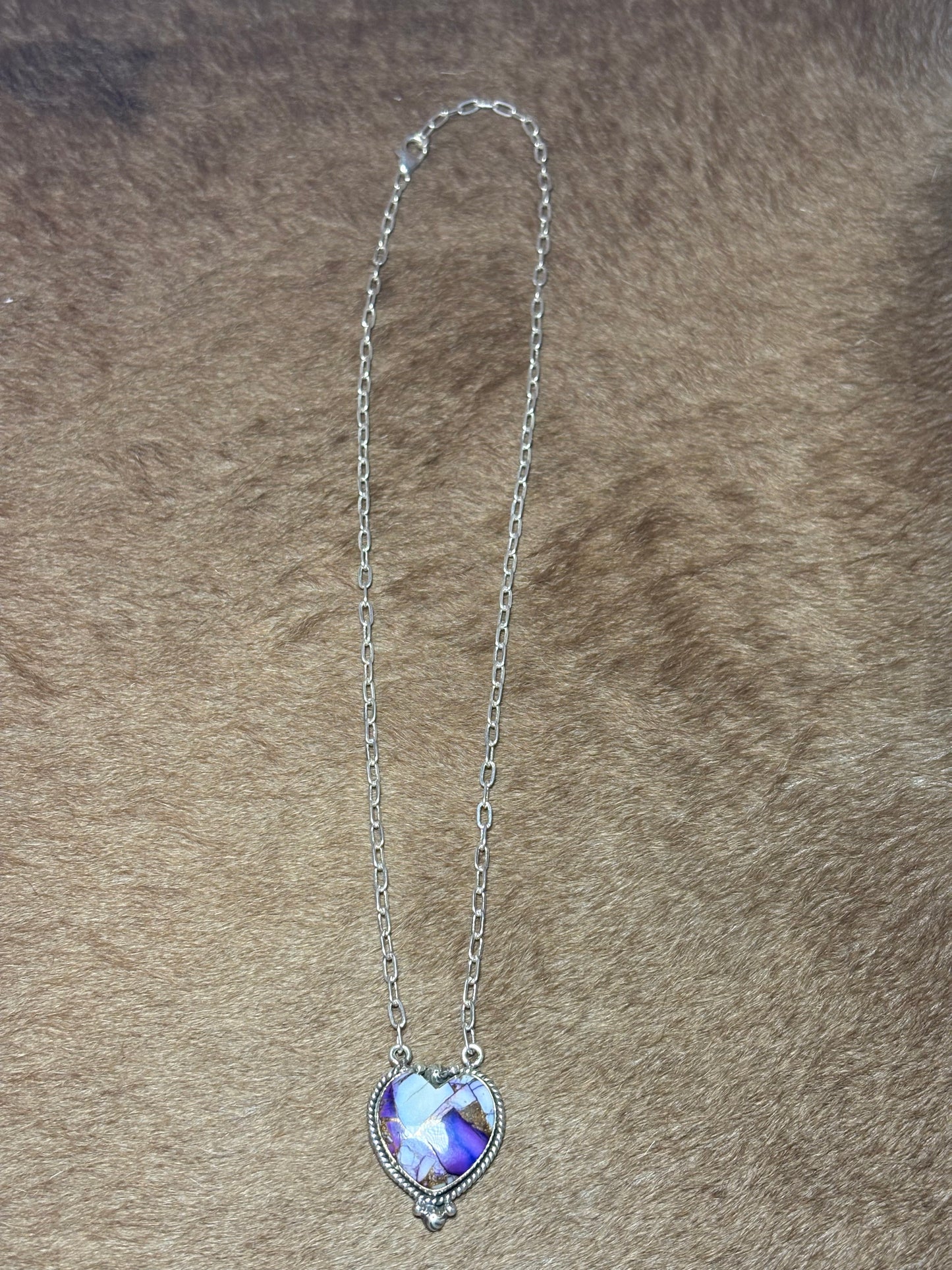 18.5” Violet Dahlia Heart Necklace