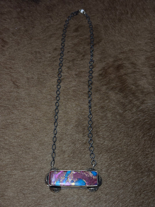20” Pink Dahlia Bar Necklace