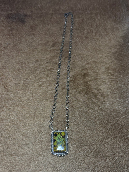 18" Blackjack Turquoise Bar Necklace