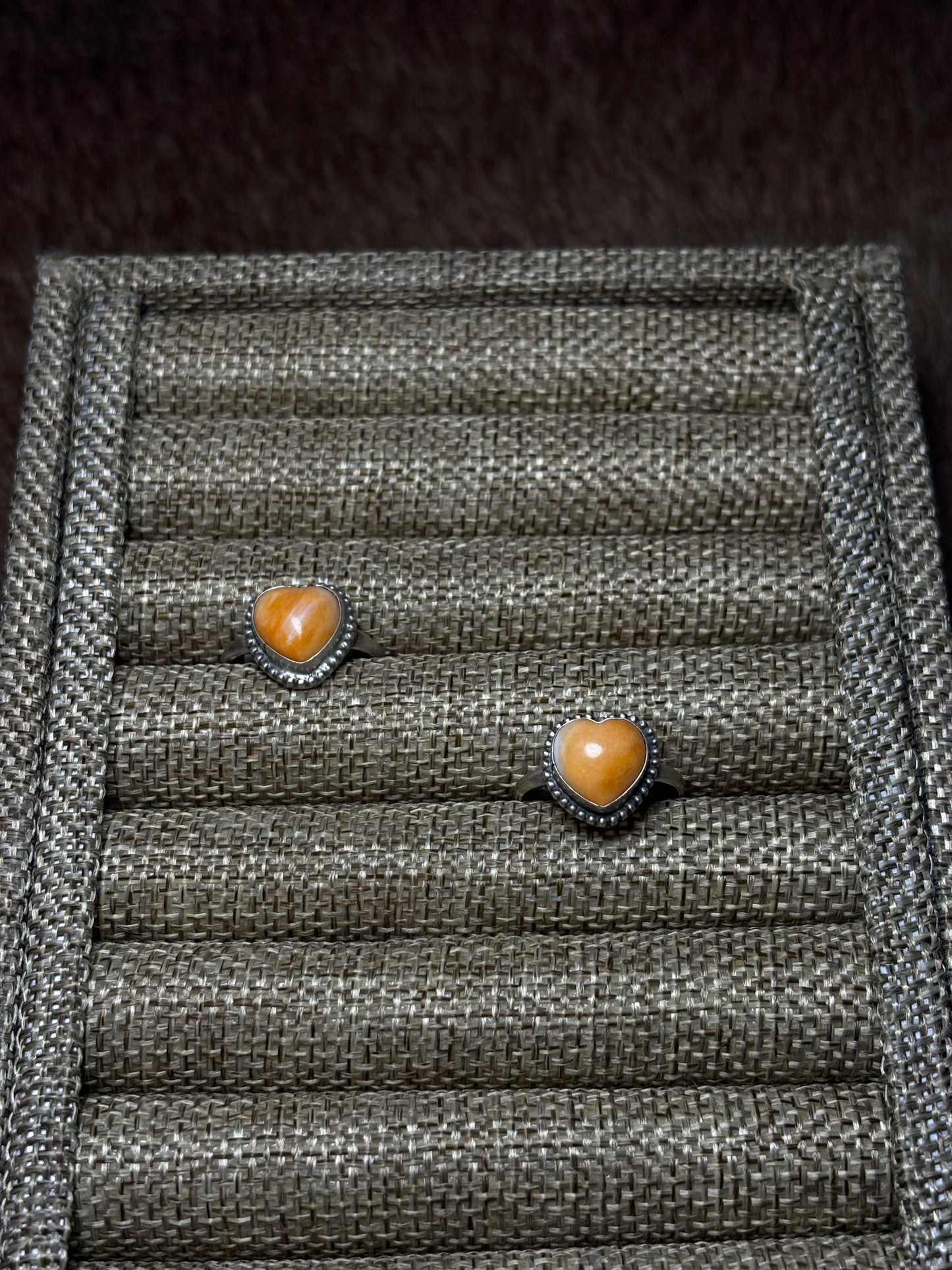 Orange Spiny Heart Rings