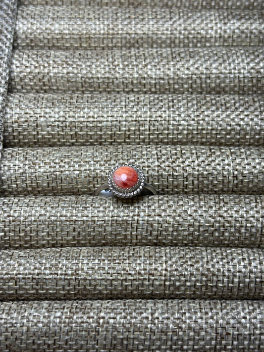 Red Spiny Sterling Stacker Ring