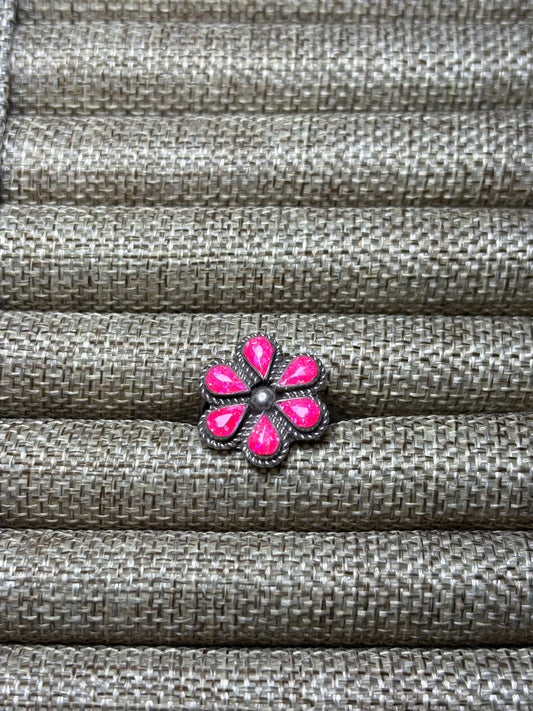 Sz 6.5 Hot Pink Opal Cluster Ring