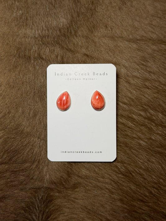 Red Spiny Teardrop Earrings