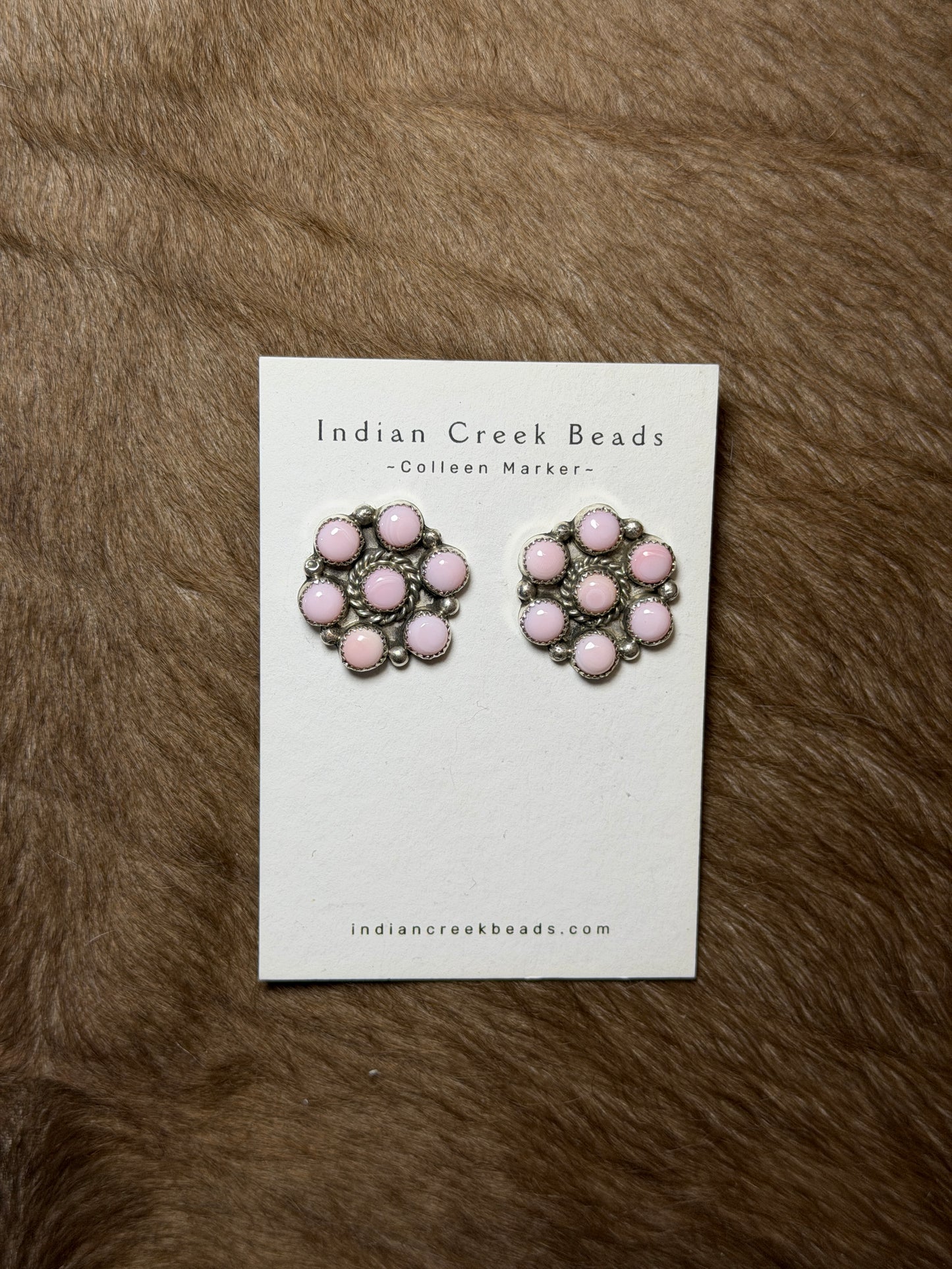 Pink Conch Cluster Earrings