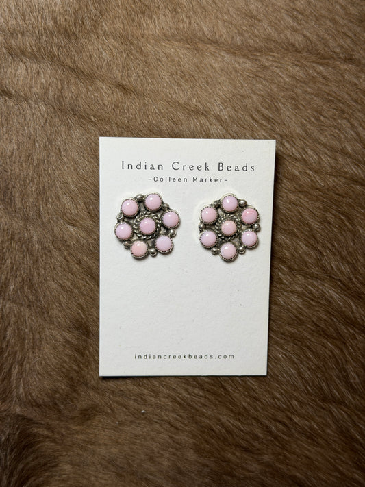 Pink Conch Cluster Earrings