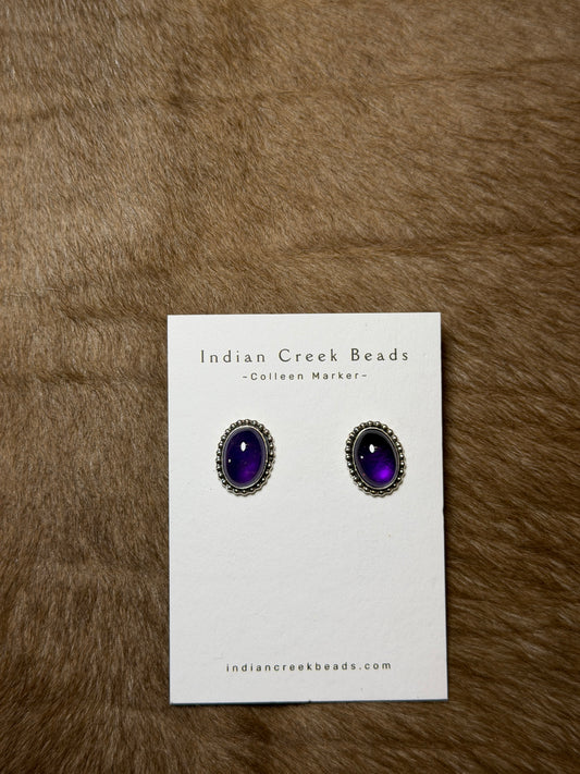 Purple Amethyst Sterling Silver Stud Earrings