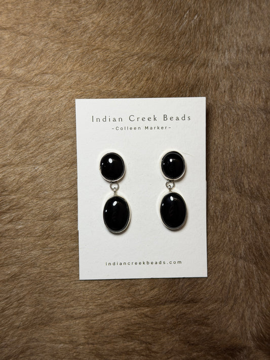 2 stone Black Onyx Dangles