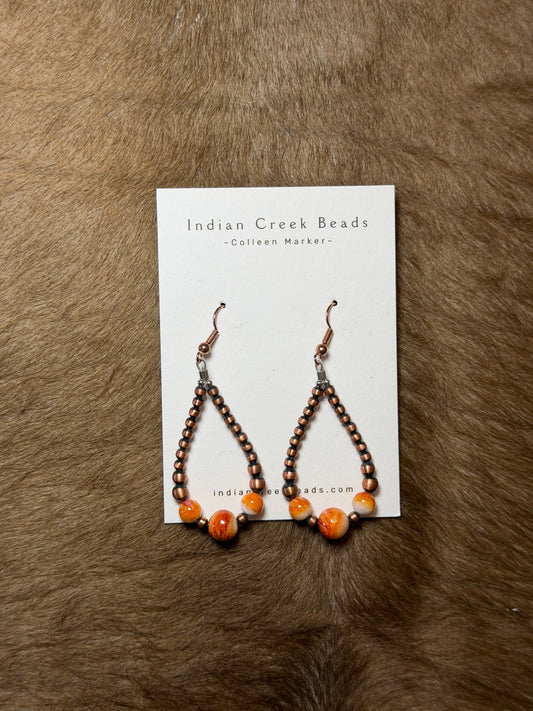 Copper and Orange Spiny Earrings