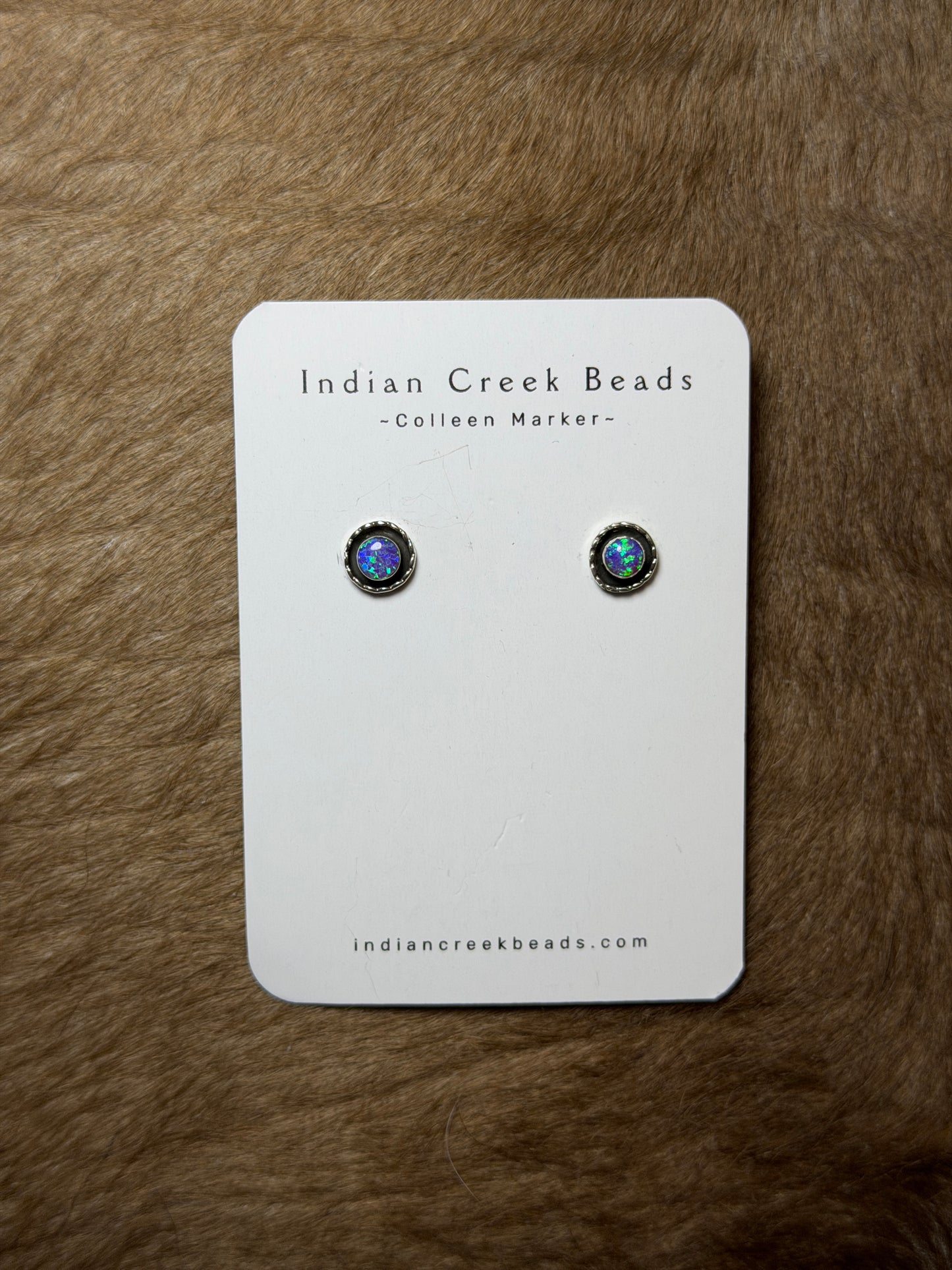 Blue Opal Sterling Studs