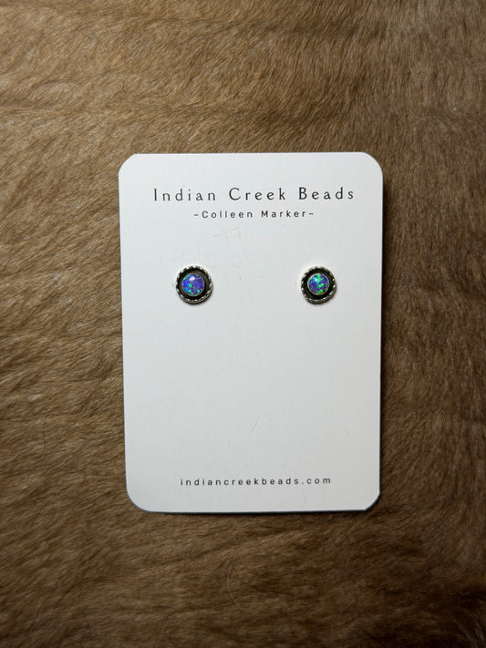 Blue Opal Sterling Studs